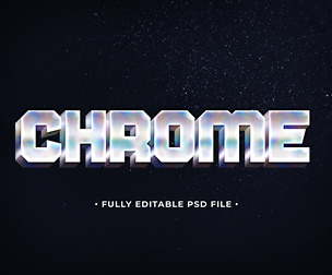Chrome PSD Fully Editable Text Effect. Layer Style PSD Mockup Template