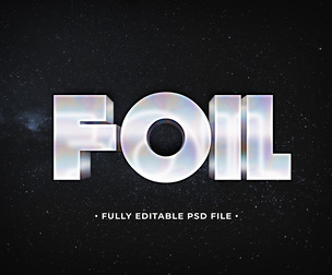 Foil PSD Fully Editable Text Effect. Layer Style PSD Mockup Template