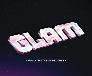 Glam PSD Fully Editable Text Effect. Layer Style PSD Mockup Template