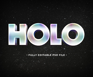 Holo PSD Fully Editable Text Effect. Layer Style PSD Mockup Template
