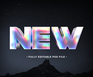 New Hologram PSD Fully Editable Text Effect. Layer Style PSD Mockup Template