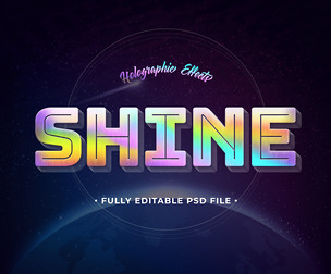 Shine Holographic PSD Fully Editable Text Effect. Layer Style PSD Mockup Template
