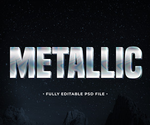 Metalic PSD Fully Editable Text Effect. Layer Style PSD Mockup Template