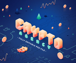 Crypto PSD Fully Editable Text Effect. Layer Style PSD Mockup Template