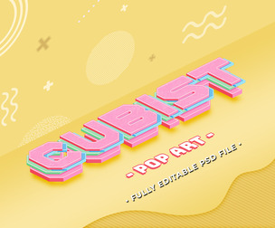 Cubist PSD Fully Editable Text Effect. Layer Style PSD Mockup Template