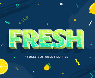 Fresh PSD Fully Editable Text Effect. Layer Style PSD Mockup Template