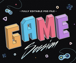 Game PSD Fully Editable Text Effect. Layer Style PSD Mockup Template
