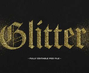 Glitter PSD Fully Editable Text Effect. Layer Style PSD Mockup Template