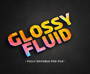 Glossy Fluid PSD Fully Editable Text Effect. Layer Style PSD Mockup Template