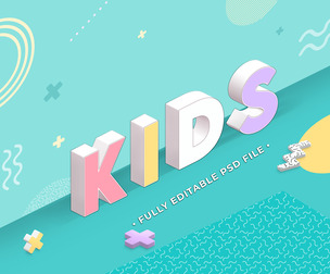 Kids PSD Fully Editable Text Effect. Layer Style PSD Mockup Template