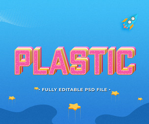 Plastic PSD Fully Editable Text Effect. Layer Style PSD Mockup Template