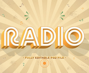 Radio PSD Fully Editable Text Effect. Layer Style PSD Mockup Template