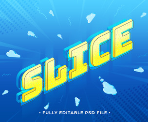 Slice PSD Fully Editable Text Effect. Layer Style PSD Mockup Template