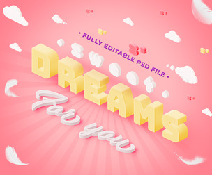 Sweet Dreams PSD Fully Editable Text Effect. Layer Style PSD Mockup Template