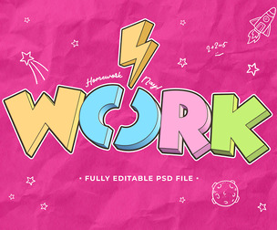 Work PSD Fully Editable Text Effect. Layer Style PSD Mockup Template