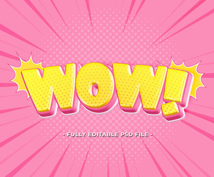 Wow! PSD Fully Editable Text Effect. Layer Style PSD Mockup Template