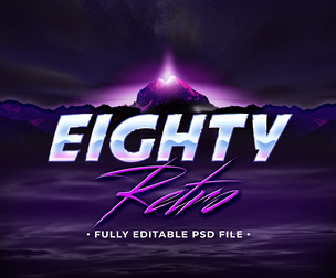 1980s PSD Fully Editable Text Effect. Layer Style PSD Mockup Template