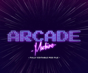 Arcade PSD Fully Editable Text Effect. Layer Style PSD Mockup Template