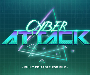 Cyber Attack PSD Fully Editable Text Effect. Layer Style PSD Mockup Template