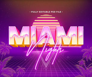 Miami PSD Fully Editable Text Effect. Layer Style PSD Mockup Template