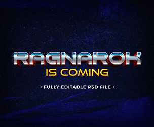 Ragnarok PSD Fully Editable Text Effect. Layer Style PSD Mockup Template
