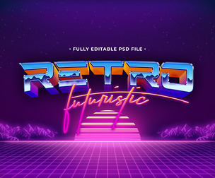Retro PSD Fully Editable Text Effect. Layer Style PSD Mockup Template