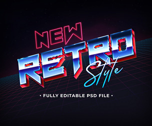 Retro PSD Fully Editable Text Effect. Layer Style PSD Mockup Template