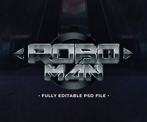 Robo Man PSD Fully Editable Text Effect. Layer Style PSD Mockup Template