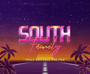 South PSD Fully Editable Text Effect. Layer Style PSD Mockup Template
