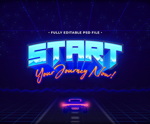 Start PSD Fully Editable Text Effect. Layer Style PSD Mockup Template