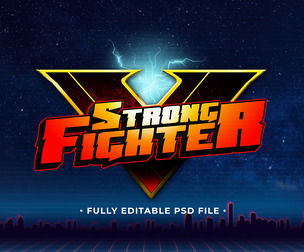 Strong Fighter PSD Fully Editable Text Effect. Layer Style PSD Mockup Template
