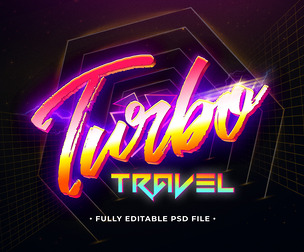 Turbo Travel PSD Fully Editable Text Effect. Layer Style PSD Mockup Template