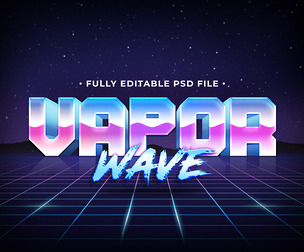 Vapor Wave PSD Fully Editable Text Effect. Layer Style PSD Mockup Template