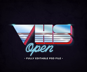 VHS Open PSD Fully Editable Text Effect. Layer Style PSD Mockup Template