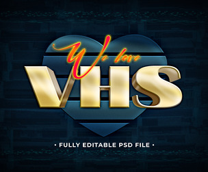 VHS PSD Fully Editable Text Effect. Layer Style PSD Mockup Template