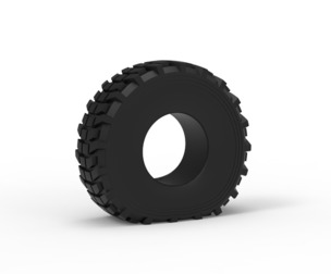 Military truck tire 5 deflated Scale 1:25
