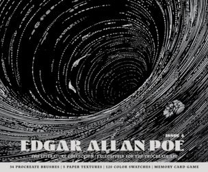 Edgar Allan Poe Procreate Kit (Procreate Brushes, Paper Textures & Memory Card Game)