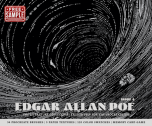 Free Sample - Edgar Allan Poe Procreate Kit (Procreate Brushes, Paper Textures & Card Game)