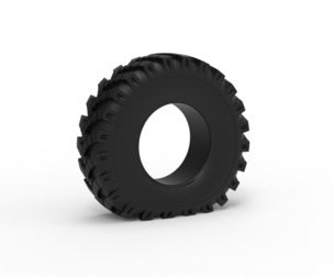 Military Ural tire OI-25 deflated Scale 1:25