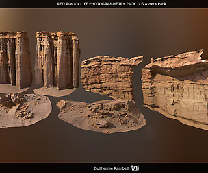 Red Rock Cliff Photogrammetry assets-6 Assets Pack