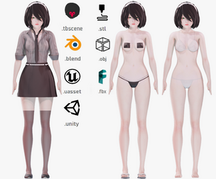 Clothing Collection 007 - Rig - UE5 - Unity - Blender - Animated - Realistic Female Character