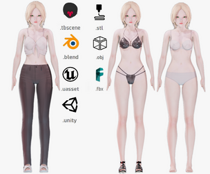 Clothing Collection 008 - Rig - UE5 - Unity - Blender - Animated - Realistic Female Character