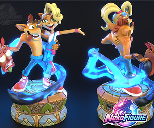 Crash Bandicoot and Coco Statue Figurine stl printable