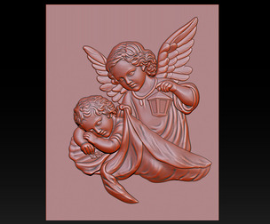 Guardian Angel with Child CNC Relief 3D Model