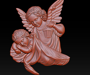 Guardian Angel with Child CNC Relief 3D Model 1