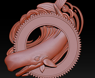 Decorative Whale CNC Relief 3D Model 2