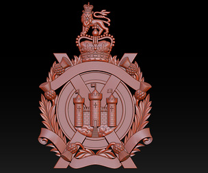 Royal Heraldic Crest CNC Relief 3D Model