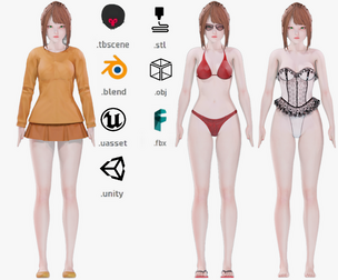 Clothing Collection 009 - Rig - UE5 - Unity - Blender - Animated - Realistic Female Character