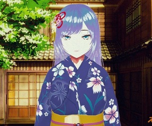 Anime - Blue Kimono Girl