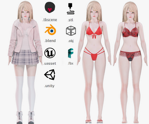 Clothing Collection 010 - Rig - UE5 - Unity - Blender - Animated - Realistic Female Character